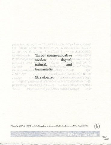 "THREE COMMUNICATIVE MODES" by Ed Steck (broadside)