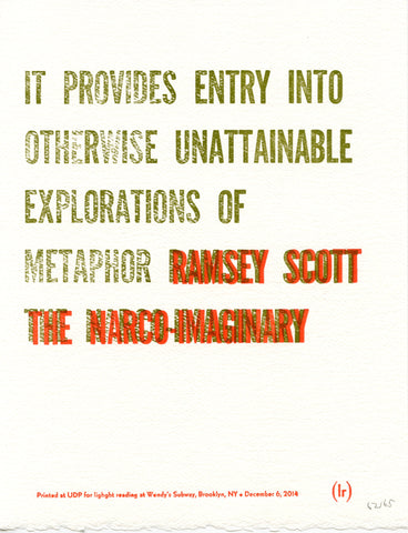 "IT PROVIDES ENTRY..." by Ramsey Scott (broadside)