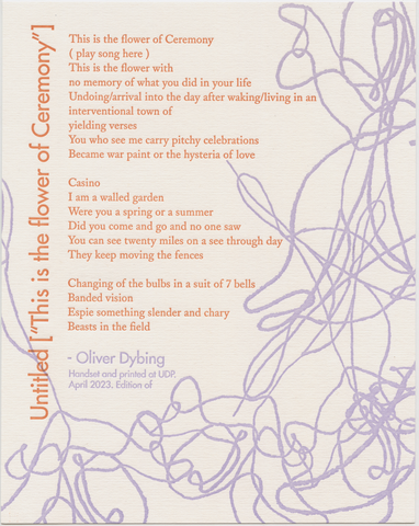 "This is the flower of Ceremony" by Oliver Dybing (broadside)