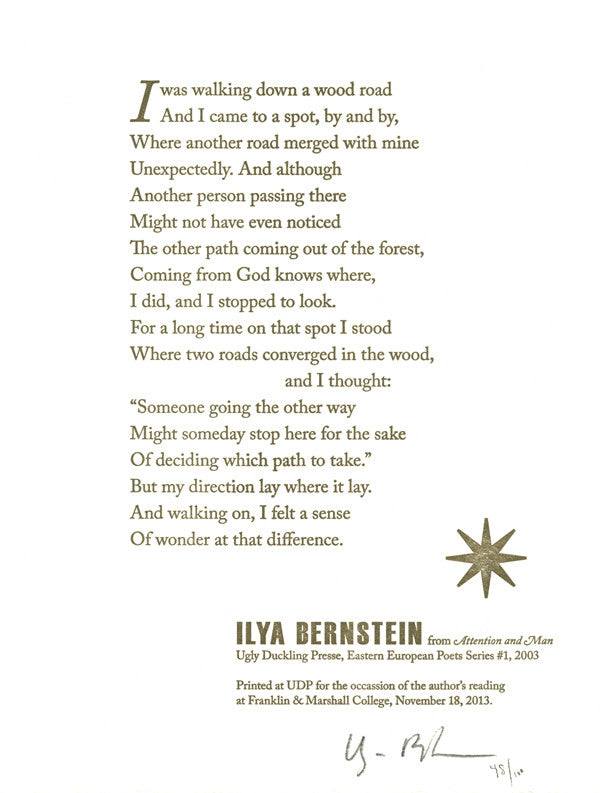 I WAS WALKING DOWN A WOOD ROAD… by Ilya Bernstein (Broadside)