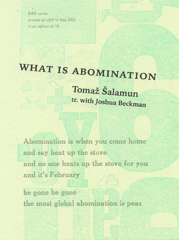 WHAT IS ABOMINATION by Tomaž Šalamun