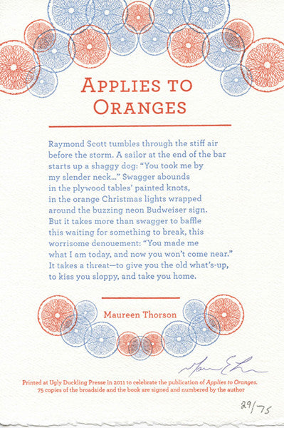 APPLIES TO ORANGES SPECIAL EDITION by Maureen Thorson